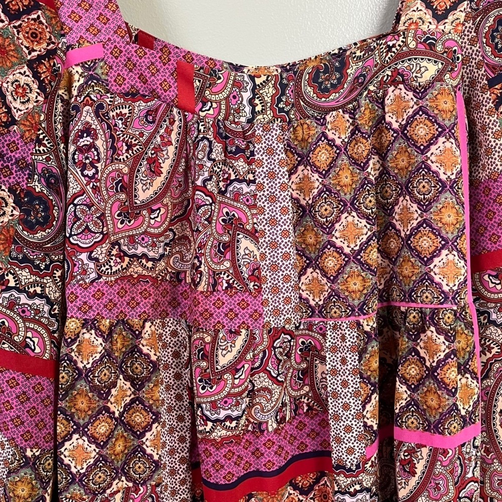 Aakaa Peasant Cottage‎ Western Boho Artsy Multicolored Tiered Mini Dress Medium - Picture 3 of 8